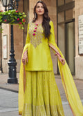 Lime Green Embroidery Sharara Suit