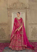 Magenta Royal Embroidered Bridal Silk Lehenga