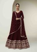 Maroon Royal Silk Georgette Gown