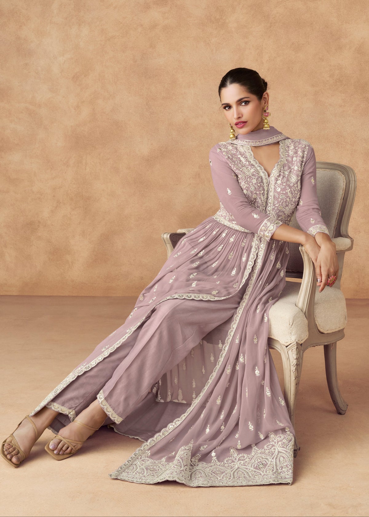 Buy Mauve Purple Slit Style Anarkali Suit