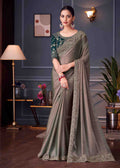 Metallic  Satin Green Double Tone Silk Saree.