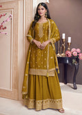 Buy Mustard Embroidered Sharara Suit