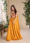Mustard Yellow Embroidery Co-Ord Palazzo Set