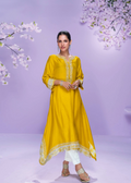 Mustard Yellow Mirror and Sequence Embroidered Kurta