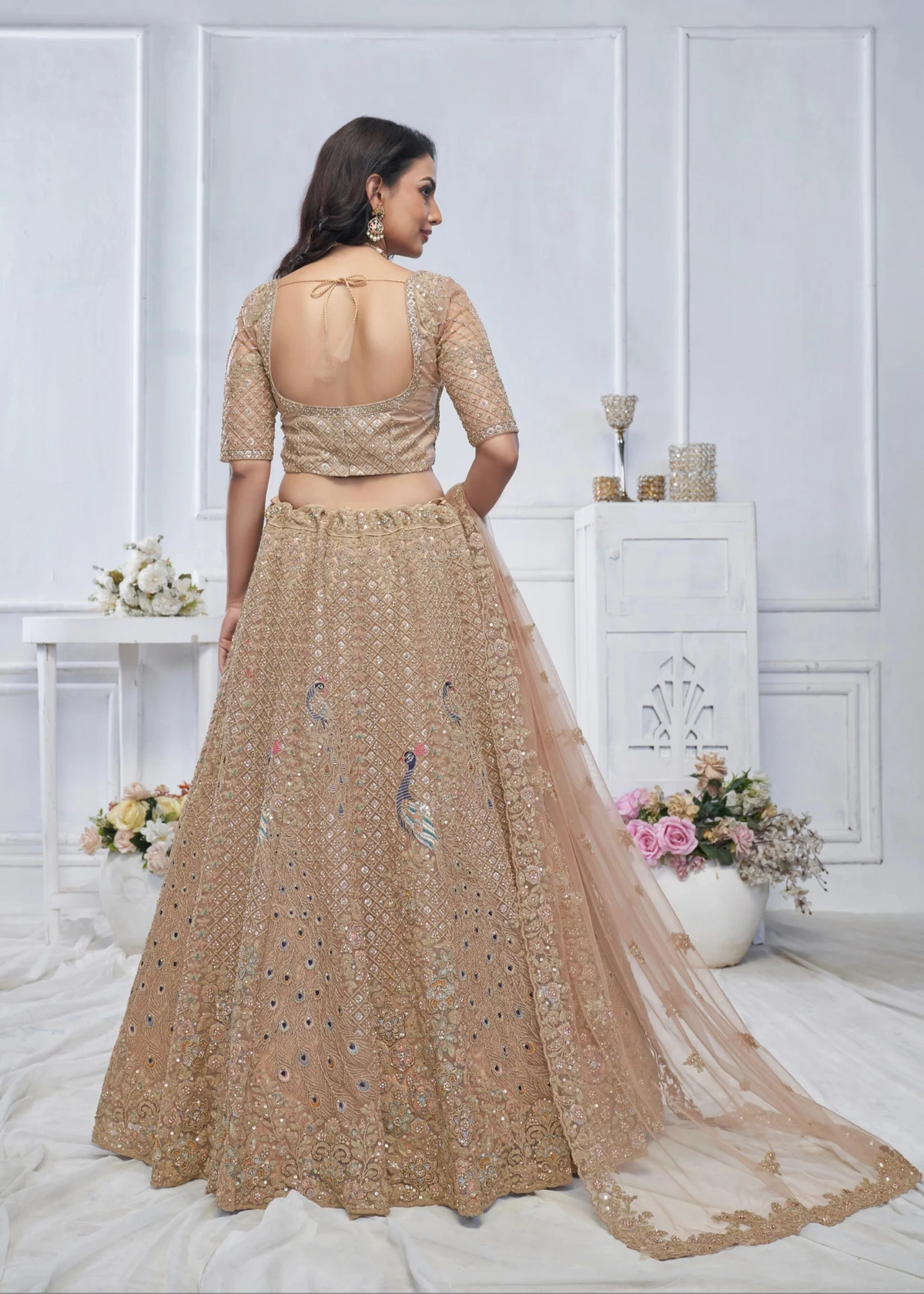 Mustard embroidered designer wedding lehenga choli