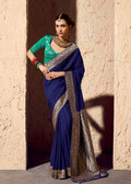 Navy Blue Crape Georgette Zari Saree