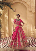 Neon Pink Premium Zarkan Banarasi Silk Lehenga