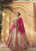Off White Pink Royal Zarkan Banarasi Silk Lehenga