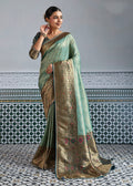 Olive Kanjivaram Mul Silk Traditional Saree