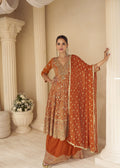 Orange Georgette Embroidered Zarkan Palazzo Suit