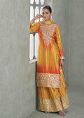Orange Graceful Chinnon Silk Plazzo Suit