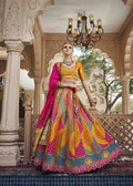 Orange Mix Color Regal Zarkan Banarasi Silk Lehenga.