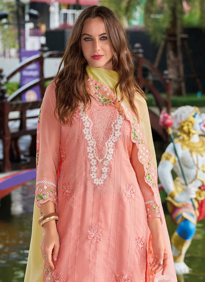 Peach Embroidery Festival Salwar Kameez Suit