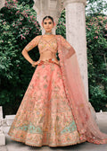 Peach Embroidered Silk Bridal Lehenga