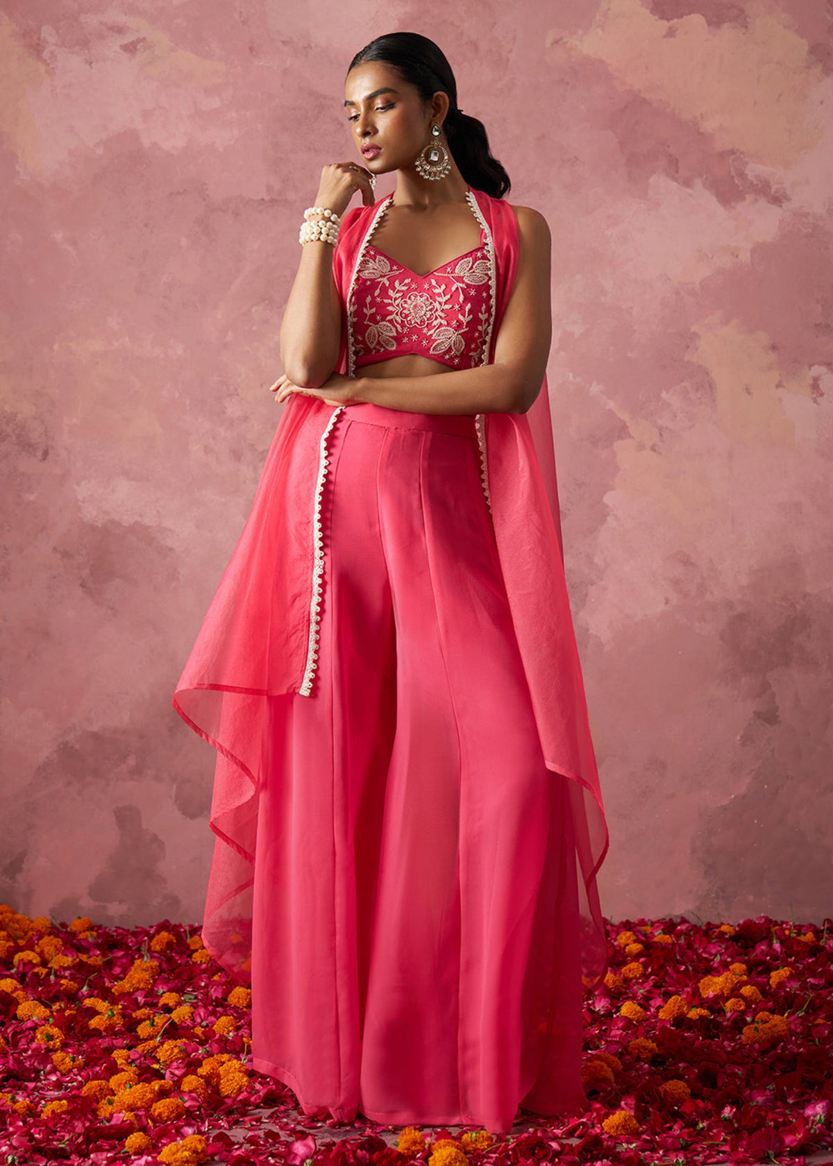 Buy Pink Cape Style partywear Sharara suit