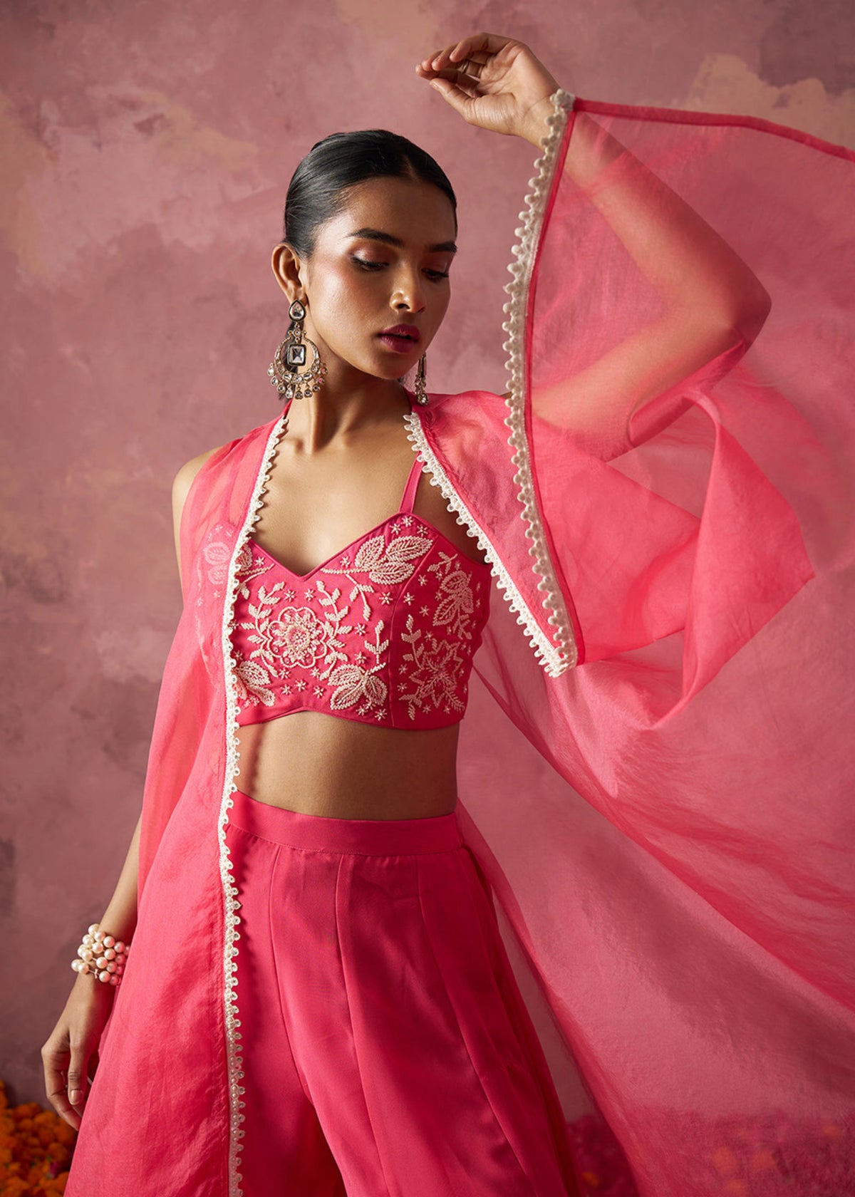 Buy Pink Cape Style partywear Sharara suit