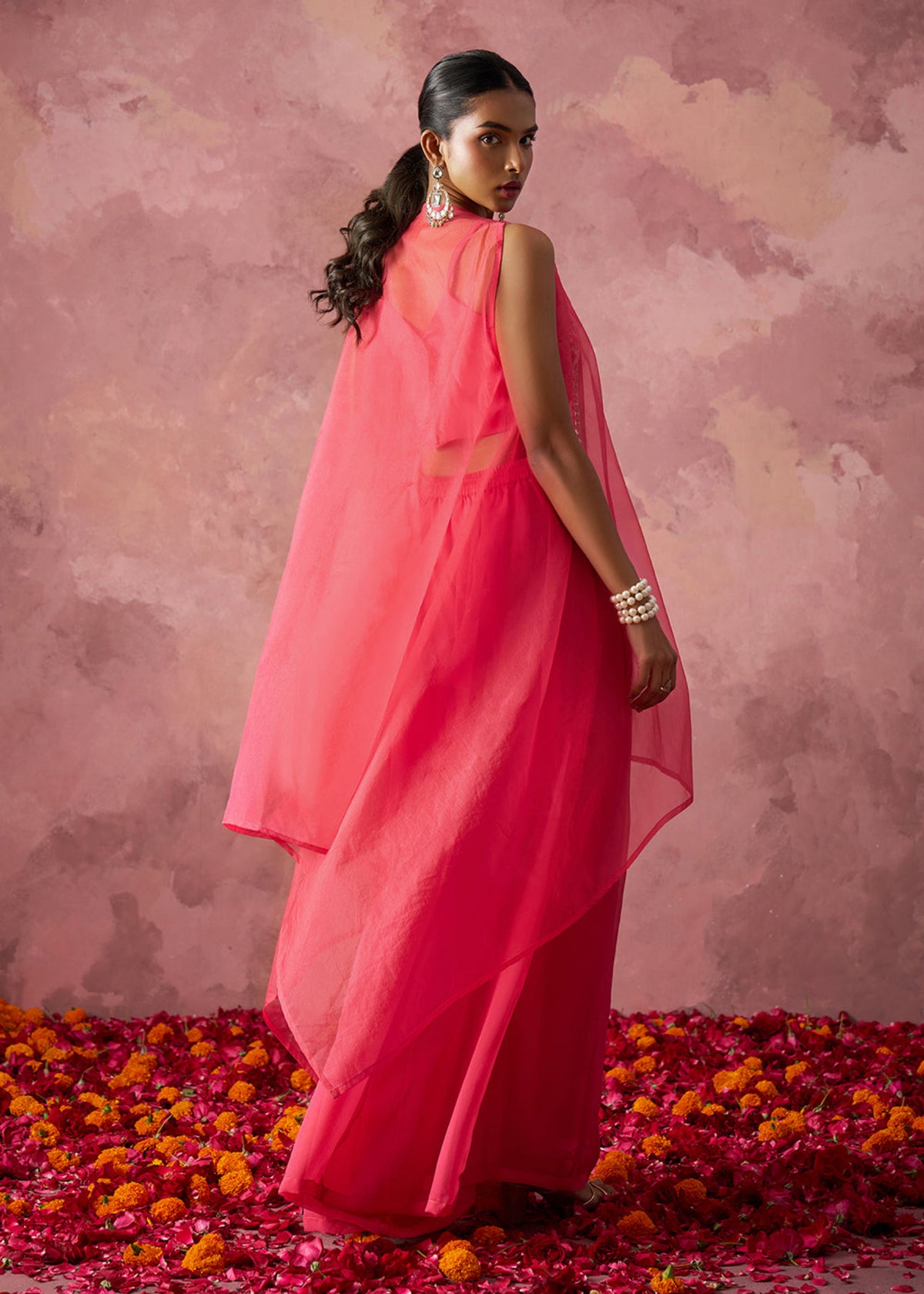 Buy Pink Cape Style partywear Sharara suit