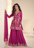 Pink Chinon Embroidered Gharara Suit
