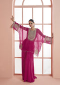 Pink Chinon Silk Embroidered Gharara Suit