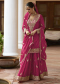 Pink Chinon Silk Gharara Suit