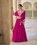 Pink Crepe Silk Embroidered Lehenga