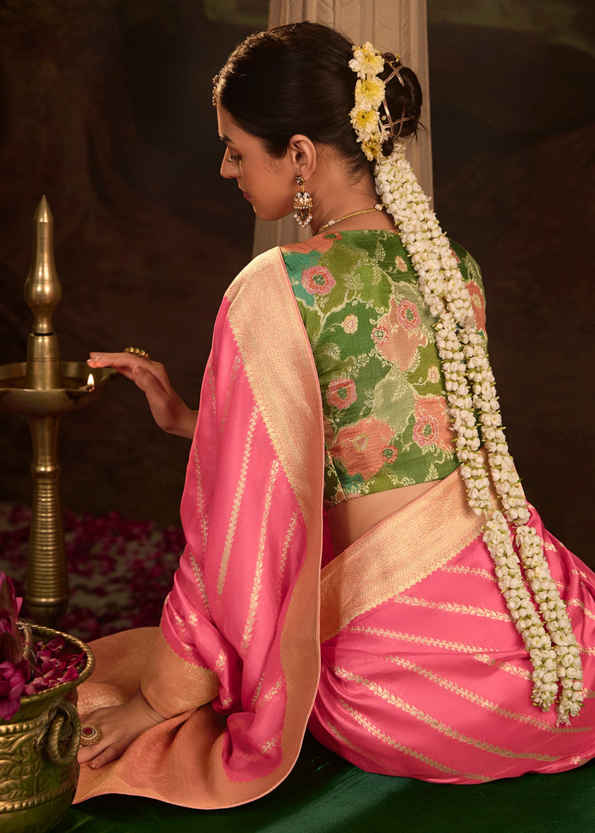 Pink Dola Silk Traditional Saree