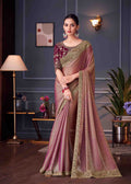 Pink Double Tone Silk Saree.