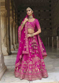 Pink Elegant Embroidered Bridal Silk Lehenga