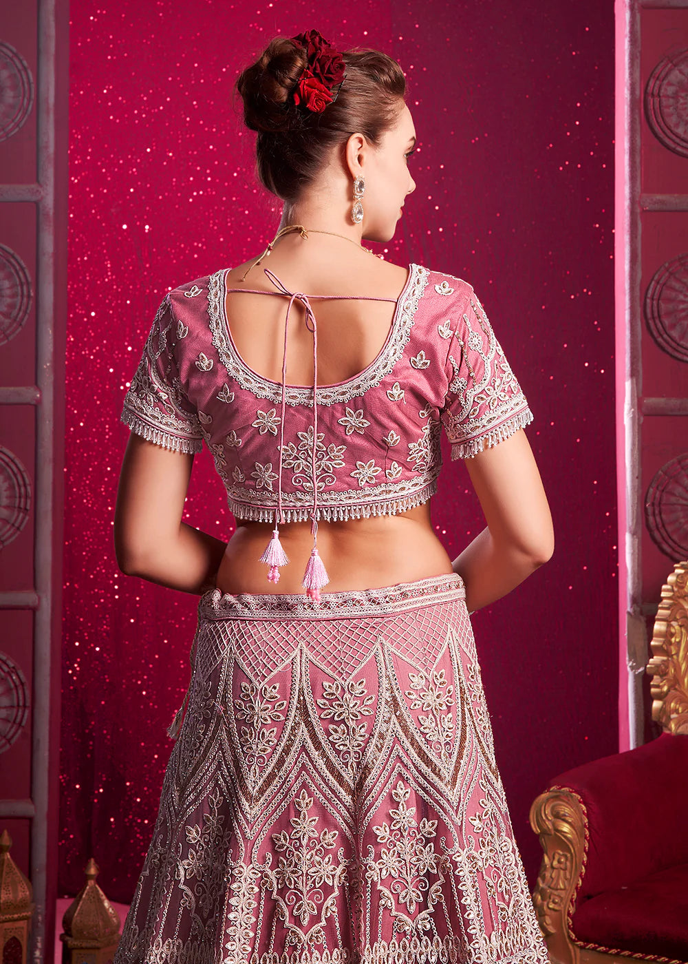 Pink Embroidered wedding Lehenga Choli 