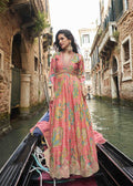 Pink Floral Embroidered Chinon Silk Gown