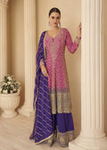 Pink Georgette Embroidered Zarkan Palazzo Suit
