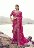 Pink Jacquard Silk Saree