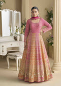 Pink Luxurious Georgette Embroidered Gown