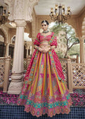Pink Mix Color Regal Zarkan Banarasi Silk Lehenga