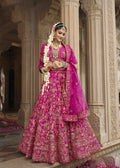 Pink Regal Embroidered Bridal Silk Lehenga.