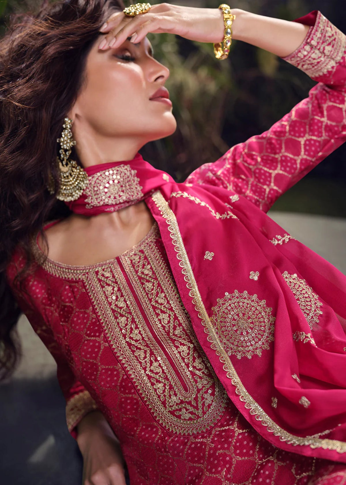 Pink Silk Wedding Palazzo Suit 