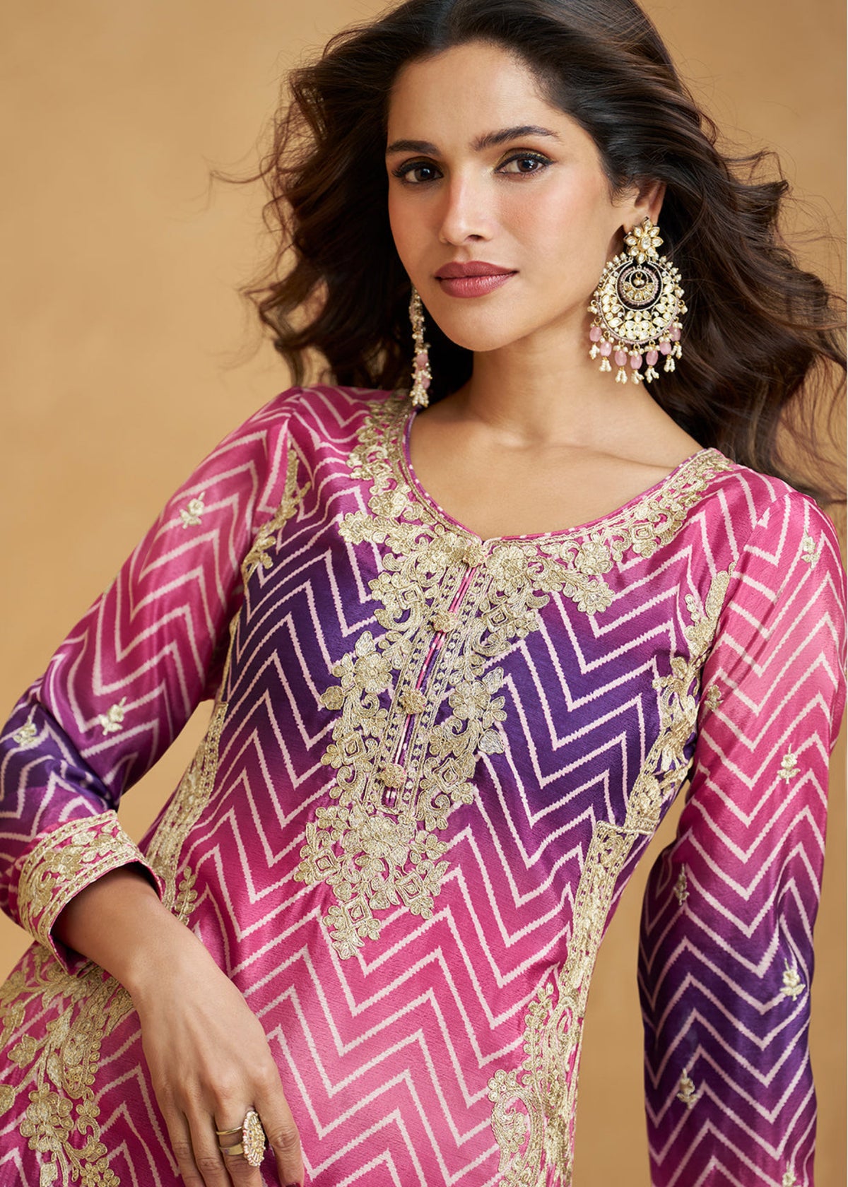 Buy Pink and Purple Ombre style Sharara suit