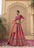 Punch Pink Magnificent Zarkan Banarasi Silk Lehenga