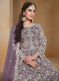 Purple Embroidery Festive Anarkali Suit