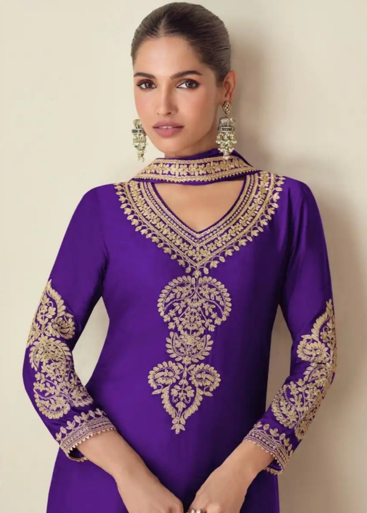 Purple Chinnon Silk Salwar Suit 