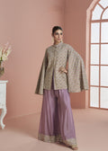 Purple Chinon Silk Embroidered Gharara Suit