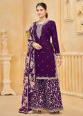Buy Purple Embroidered Palazzo Suit