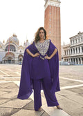 Purple French Crepe Silk Palazzo Suit