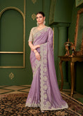 Purple Georgette Silk Designer Saree
