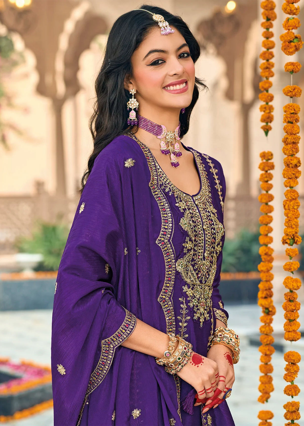 Purple Multi Embroidered Pakistani Suit