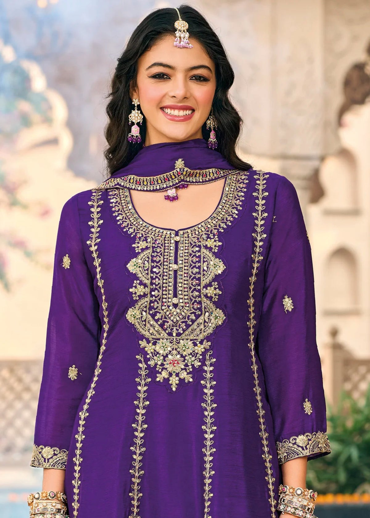 Purple Multi Embroidered Pakistani Suit