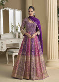 Purple Premium Georgette Embroidered Gown