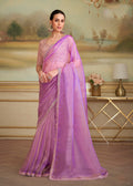 Purple Shining Georgette Silk Designer Saree