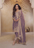 Purple Simar Silk Embroidered Salwar Suit