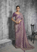 Purple Tissue Zari Embroidered Saree